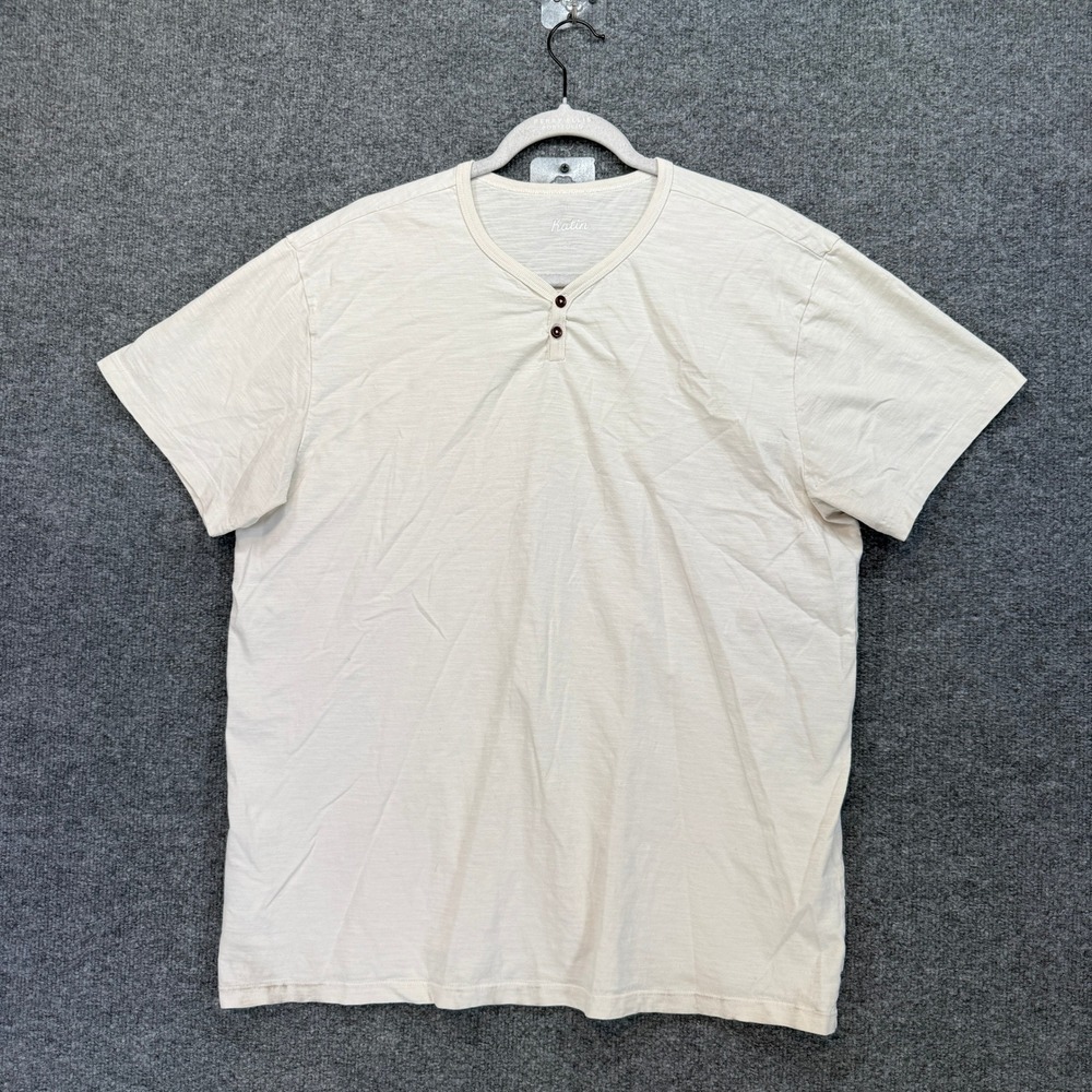 Katin Henley Shirt Mens XL Cream Slub Cotton Short Sleeve Casual Tshirt Stretch